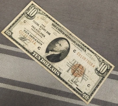 1929 $10 Federal Reserve Bank Note – Philadelphia, Pennsylvania – Type 1 - Image 1 of 4