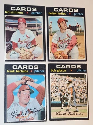 4 1971 Topps St. Louis Cardinals - Bob Gibson Ted Simmons Briles & Bertaina VGEX - Изображение 1 из 2