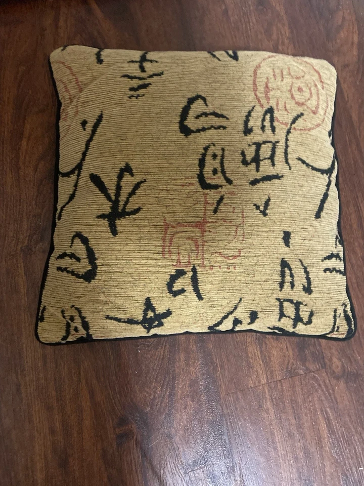 Dekoratives Kissen asiatischer Akzent schwarz gold 16”x16” ohne Etikett Nichtraucherhaushalt - Bild 1 von 1