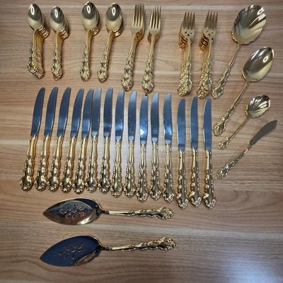 82 Pieces Oneida Community Gold Beethoven Electroplated Flatware Lot USA - Image 1 of 4