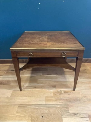 Vintage 1950s Baker Furniture Neoclassical Side Table W/Star Shelf & Brass Pulls - Image 1 of 4