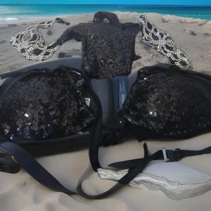 NWT Fashion Nova Shimmer Sequin + Rhinestone Size L Rhinestone 2 Piece Sunsuit - Picture 1 of 12