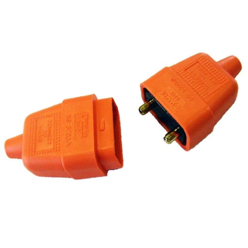 2x 2 Pin 10 Amp 2 Core Rubber Lawnmower Strimmer Power Cable Extension Connector