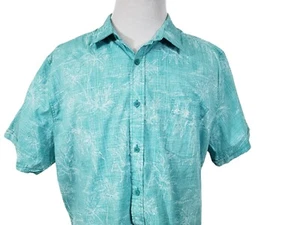 Haggar Hawaiian Shirt Mens Size XXL Button Up Short Sleeve Floral Print Green - Picture 1 of 10