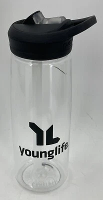 CamelBak Eddy 0,75L 25 Oz. Garrafa de água transparente logotipo Young Life usada - Imagem 1 de 4