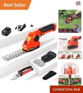 Cordless 2-in-1 Grass Shear & Hedge Trimmer - 7.2V Electric Shrub Trimmer