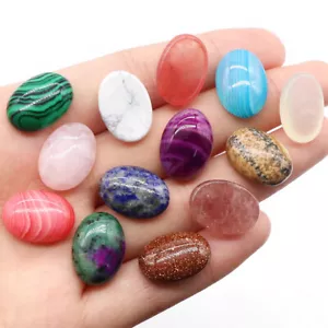 13*18mm Oval Cabochon Flatback Cab Gemstone Beads Polished Jewelry Making DIY - Picture 1 of 34