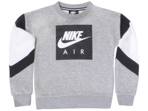 Nike Little Boy's Swoosh Logo Square Crew Neck Sweatshirt Gray Heather - Picture 1 of 8