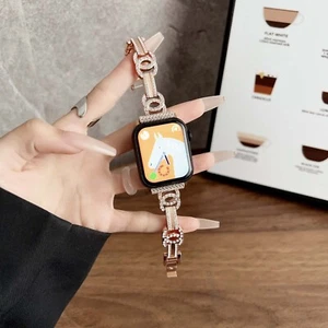Jewelry Bling Diamond Metal Strap For iWatch Series 10/9/8/7/6/5/4/3/2/1/Ultra - Picture 1 of 13