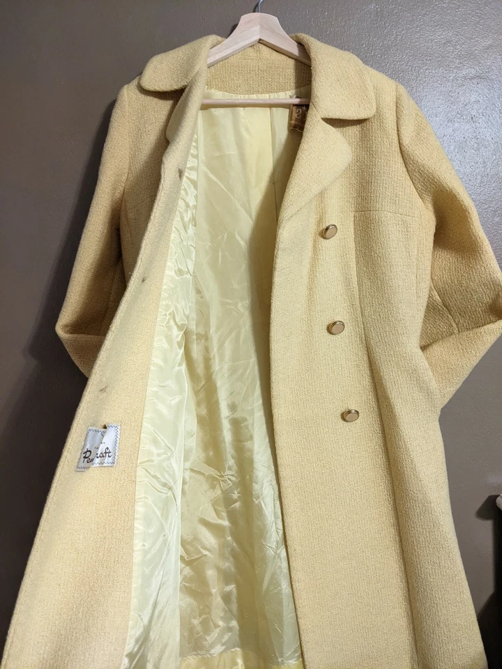 Casaco de lã amarelo Mod vintage anos 60 G GG sob medida por Penn Craft - Imagem 1 de 4