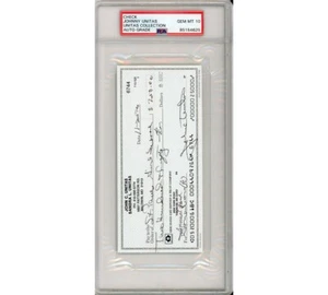 Johnny Unitas Signed Mint 10 Graded Encapsulated Check - #6744 - Picture 1 of 3