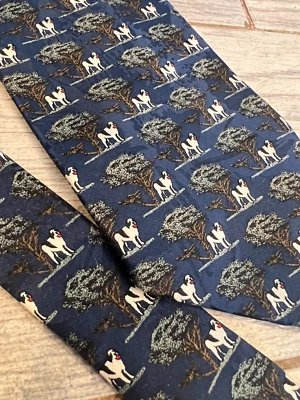 Corbata de cuello Big Dogs estampado 100 % seda años 90 Y2K AOP árboles Corea Foto 1 de 4