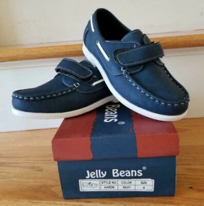 Boys Blue Deck / Boat Shoe Size 4 Jelly Beans Aaron New With Box! - Picture 1 of 2