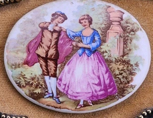 E.A. Riba Co Inc Brooklyn NY Style No 253 Ceramic Metal Frame Courting Couple - Picture 1 of 5