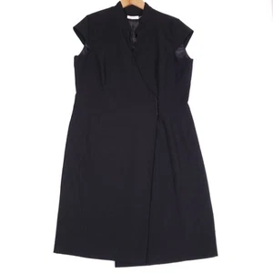 Abito tubino Calvin Klein nero manica ad aletta asimmetrico zip 14 OfficeChic LBD - Foto 1 di 12