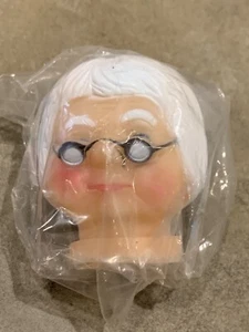 Forniture artigianali vintage vecchia donna occhiali bambola testa nonna occhi blu guancia rosa - Foto 1 di 6