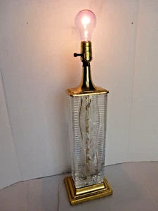 Vintage Signed MCM Dresden Crystal & Brass Table Lamp, Tested Works, No Shade. - Picture 1 of 10