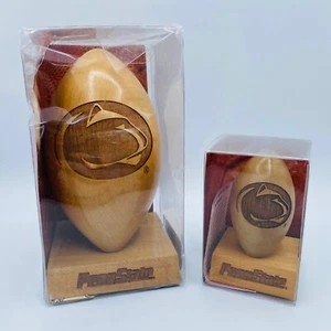 Penn State Engraved Nittany Lions Solid Wood College Football Display Set of 2 - Picture 1 of 10
