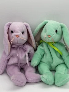 Hippity Beanie Baby and Floppity Beanie Baby Beanie Babies Lote TY Rabbits Bunny - Imagen 1 de 11