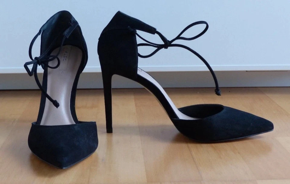 Zapatos de tacón de aguja Aldo Sorbara de gamuza negros para mujer talla 7,5 con correa al tobillo para fiesta Foto 1 de 4