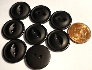 8 boutons en plastique noir vintage pour œil de chat 2 trous 19 mm 3/4" 13833