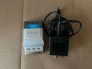 D-LINK DP-301P+ FAST ETHERNET PARALLEL PORT PRINT SERVER W/POWER ADAPTER - Picture 1 of 8