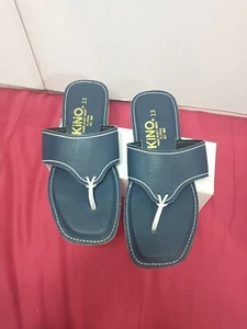 Kino  Woman's SZ 13 Navy Blue Leather Flip Flop Sandals Key West Florida - Picture 1 of 6