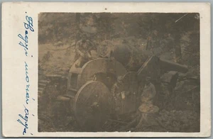 Pistola de artillería de la Primera Guerra Mundial antigua foto real postal RPPC - Imagen 1 de 2