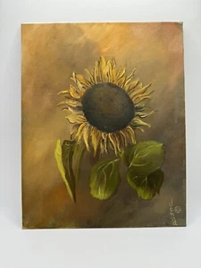 Pittura ad olio originale realismo acquerello girasole firmato - Foto 1 di 2