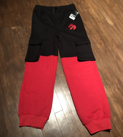 NBA raptors sweatpants kid youth boy sz L Red & Black Color block Toronto NWT Cover