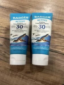 Badger Active Mineral Sunscreen Cream - Spf 30. New Sealed. Exp 2026 2.9 Oz - Picture 1 of 4