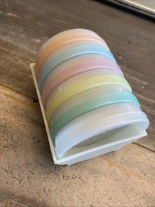 Tupperware Vintage Pastel Wagon Wheel Coasters Set Of 6 With Caddy Rack Holder - Picture 1 of 8