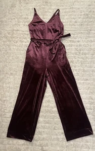 Banana Republic Whimsigoth Dark Fairy Burgunderrot V-Ausschnitt Samt Overall Gr. 2 - Bild 1 von 8