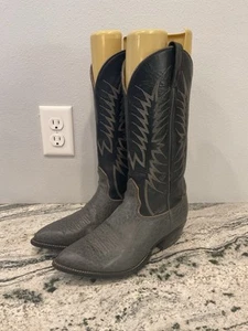 Stivali da cowboy vintage Nocona western grigio pelle antracite ricamati taglia 7,5 D - Foto 1 di 9