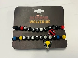 Marvel Deadpool and Wolverine Best Bubs Beaded Bracelet Set 2pc Best Friends NWT - Picture 1 of 8