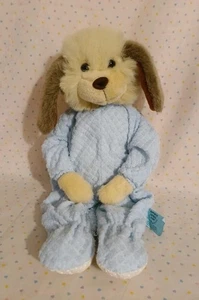 Vintage Little Snoozems Blue Waffle Pajamas Puppy Dog Stuffed Animal Plush 16" - Picture 1 of 9