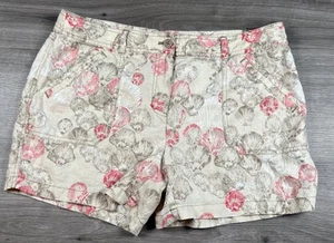Tommy Bahama Womens Shorts Size 16 100% Linen Pockets Tropical Hawaiian Seashell - Picture 1 of 12