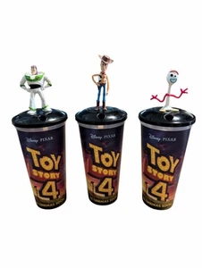 Toy Story 4 tazas de cine promocionales con toppers Buzz Forky Woody - Imagen 1 de 3