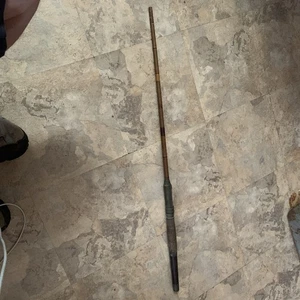 Antique Fishing Pole End Lots Of Brass Leather - Picture 1 of 17
