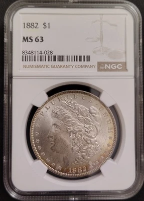 🌟BEST GIFT🌟Certified 1882 Morgan Silver Dollar NGC MS63 $1  - Image 1 of 2
