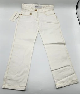 Roccobarocco Girl’s Cotton Blend Cream Jeans Sz 5A NWT - Picture 1 of 7