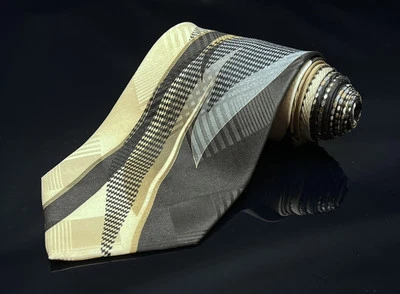 Corbata VITALIANO PANCALDI Para Hombre 100% Seda ITALIA Lujo Geométrica Crema/Dorada Usada en Excelente Condición Foto 1 de 4
