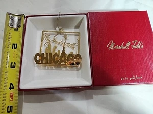 Marshall Fields 24 Kt Gold Finish Chicago My Kind of Town Ornament 10056 - Picture 1 of 5