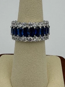 Wunderschönes S925 Saphir und Diamant CZ Eternity Band mit Gravur "Ann" - Bild 1 von 10