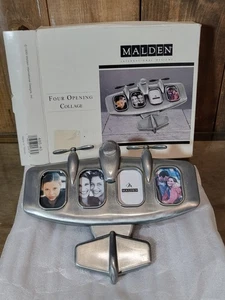 Malden Metal Airplane Picture Frame 4 window Pic Openings 2x1 Flip Stand - Picture 1 of 16