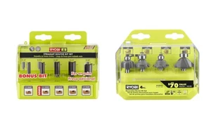New Ryobi A25RS51 A25RS42 - 9 Pieces 1/4" Shank Carbide Edge Router Bit Set - Picture 1 of 4