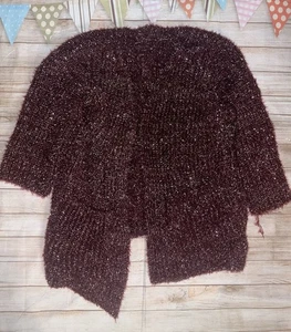 BOOHOO GR. S WEINROT SILBER FLAUSCHIGE CARDIGAN Neu Mit Etikett Oversized - Bild 1 von 3