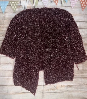 CÁRDIGAN BORROSO BOOHOO TALLA S GRANATE Plateado Nuevo Con Etiquetas De Gran Tamaño Foto 1 de 3