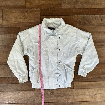 90-е винтажные Chilli перец синий ассиметричный Snap куртка женский размер S Макао #17117 - Изображение 1 из 4