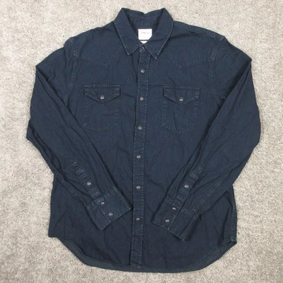 Gap Shirt Mens Large Blue Denim Chambray Pearl Snap Western Ranch Rodeo Cowboy - Image 1 of 4